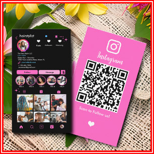 Hair Stylist Instagram Hairstylist Salon QR Code Business Card