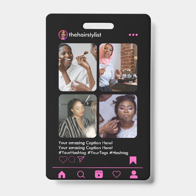 Hair Stylist Instagram QR CODE Badge (Front)