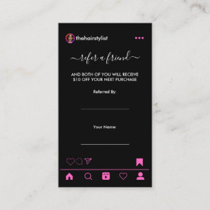 Hair Stylist Instagram QR Code  Referral Card