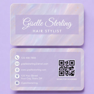 Hair Stylist Iridescent QR Code Professional Business Card