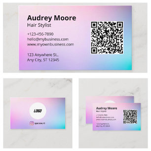 Hair Stylist Logo QR Hair Salon Business Card