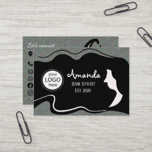 Hair Stylist Long Black Hair Business Card