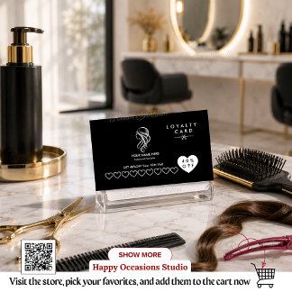 Hair Stylist Loyalty Card, Black White Salon Edit Card