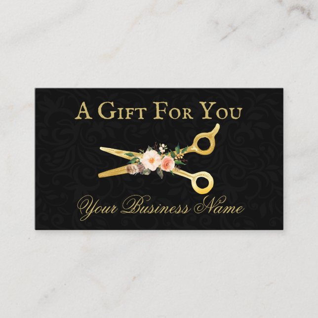 Hair Stylist Luxury Gold Damask Gift Certificate (Front)