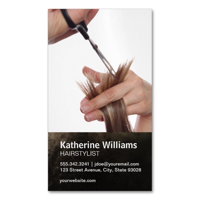 Hair Stylist Magnetic Business Card (Front Vertical)