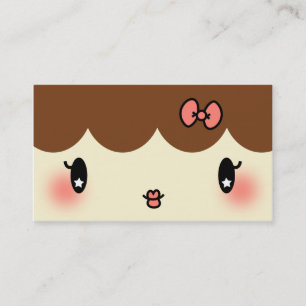 hair stylist makeup artist adorable cartoon girl business card
