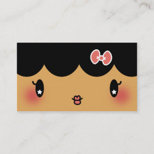 hair stylist makeup artist adorable cartoon girl business card
