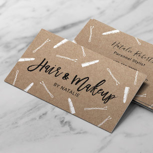 Hair Stylist & Makeup Artist Beauty Salon Kraft Business Card