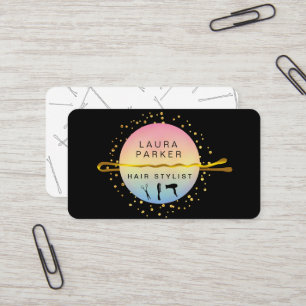 Hair Stylist Makeup Artist Bobby Pins Salon Pink Business Card