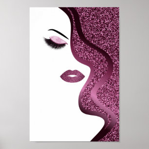 Hair Stylist Makeup Artist Burgundy Glitter Poster