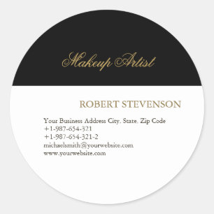 Hair Stylist Makeup Artist Business Card Classic Round Sticker