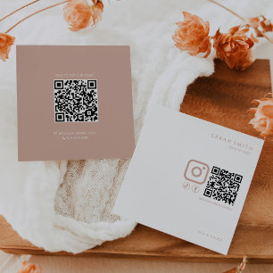 Hair Stylist Minimalist Blush White QR Code Square Business Card