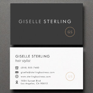 Hair Stylist Minimalist Luxury Black Business Card