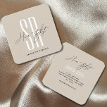 Hair stylist modern beige monogram initials square business card<br><div class="desc">Hair stylist modern beige monogram initials</div>