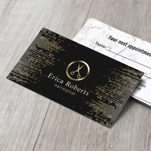 Hair Stylist Modern Black & Gold Appointment Card (Creator Uploaded)