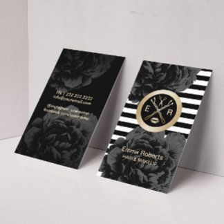 Hair Stylist Modern Black Stripes Beauty Salon SPA Business Card