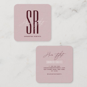 Hair stylist modern blue monogram initials square business card