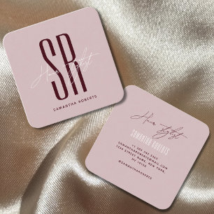 Hair stylist modern blue monogram initials square business card