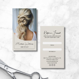 Hair Stylist Modern Custom Photo Referral Card
