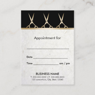 Hair Stylist Modern Gold Scissors Appointment Card