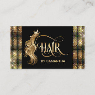 Hair stylist modern gold typography hair extension business card