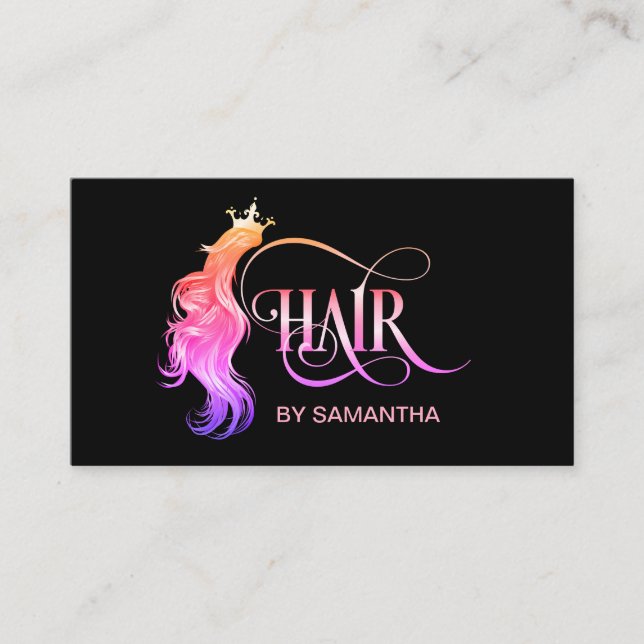 Hair stylist modern gold typography hair extension business card (Front)