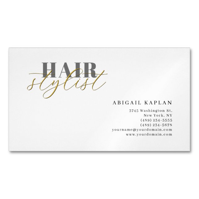 Hair Stylist Modern Minimalist Plain Professional Magnetic Business Card (Front)