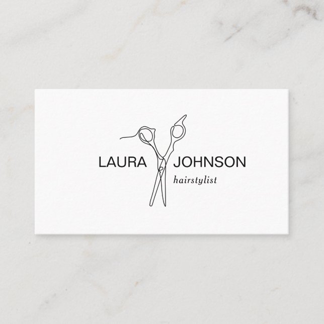 Hair Stylist Modern Minimalist Simple Scissors Business Card (Front)