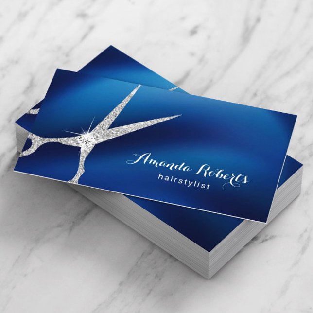 Hair Stylist Modern Navy Blue & Silver Salon Appointment Card (Creator Uploaded)