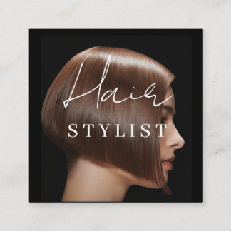 Hair stylist modern photo square business card