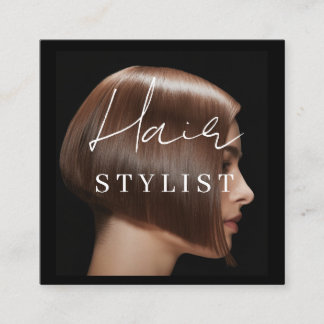 Hair stylist modern photo square business card