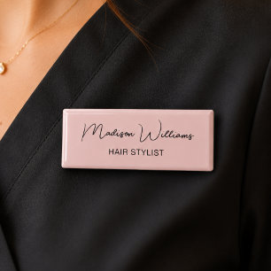Hair Stylist Modern Pink Name Tag