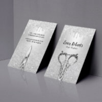 Hair Stylist Modern Silver Glitter Drips Salon