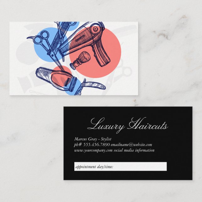 Hair Stylist Modern Tools Appointment Card (Front/Back)