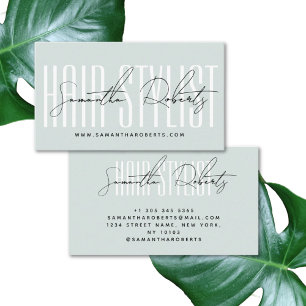 Hair stylist modern typography script blue business card