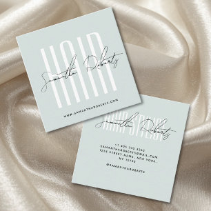 Hair stylist modern typography script blue square business card