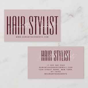 Hair stylist modern typography script purple business card