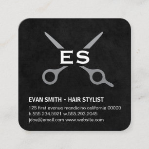 Hair Stylist Monogram Barber Square Business Card