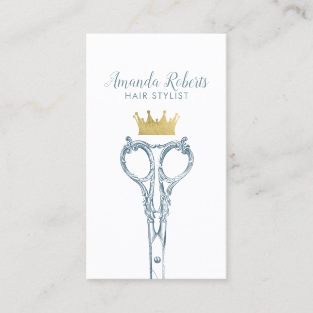 Hair Stylist Navy Scissor & Gold Crown Appointment (Front)