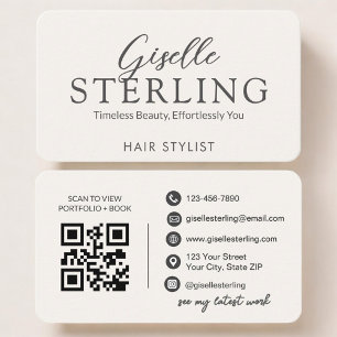Hair Stylist Neutral QR Code Business Card