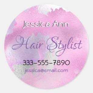 Hair Stylist Occupation Personalize Purple Classic Round Sticker