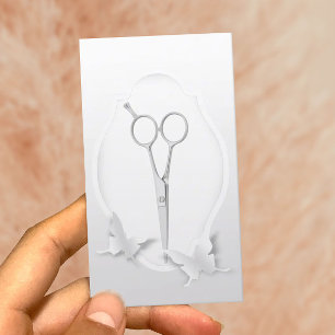 Hair Stylist Paper Art Butterflies Silver Scissor Business Card