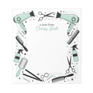 Hair stylist Personalized Mint Stars & Sparkles Notepad