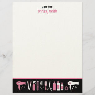 Hair stylist Personalized Pink & Black Hairdresser Letterhead
