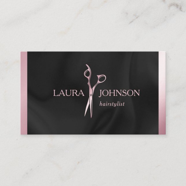 Hair Stylist Pink Glitter Scissors Beauty Salon Business Card (Front)