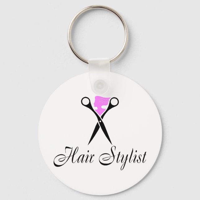 Hair Stylist (Pink/Scissors) Keychain (Front)