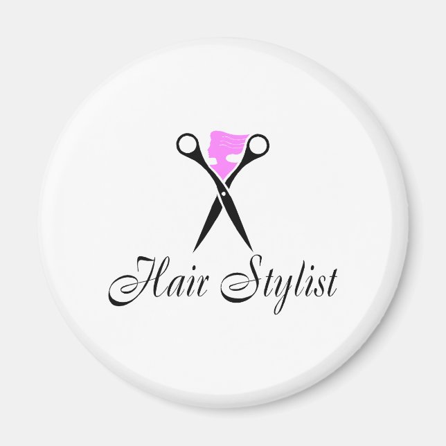 Hair Stylist (Pink/Scissors) Magnet (Front)