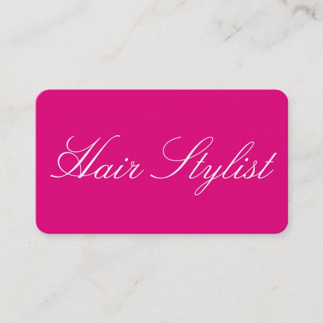 Hair Stylist Plain Simple Clean Pink Professional Business Card (Front)