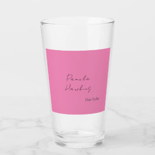 Hair stylist professional plain pink feminine glass