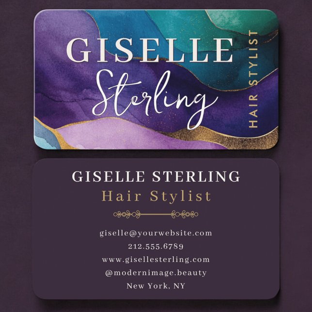 Hair Stylist Purple Business Card (Creator Uploaded)